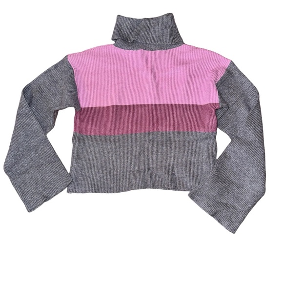 Lulus Cozy as Usual Grey & Pink Color Block Turtleneck Knit Sweater NWT - Picture 8 of 8